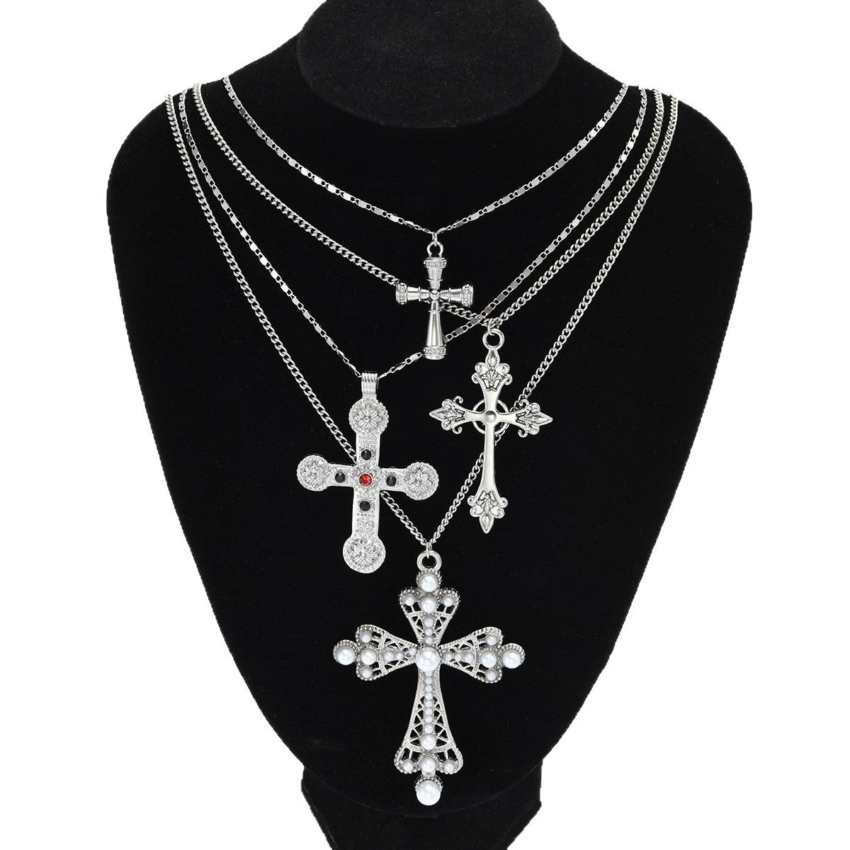 Damen Halskette Set mit filigranen Kreuzanhängern und funkelnden Details Shop Nory