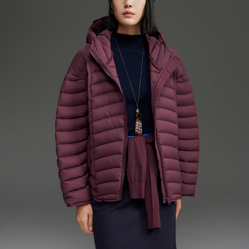Damen Ultraleichte gesteppte Daunenjacke mit Kapuze und winddichter Außenhülle Shop Nory