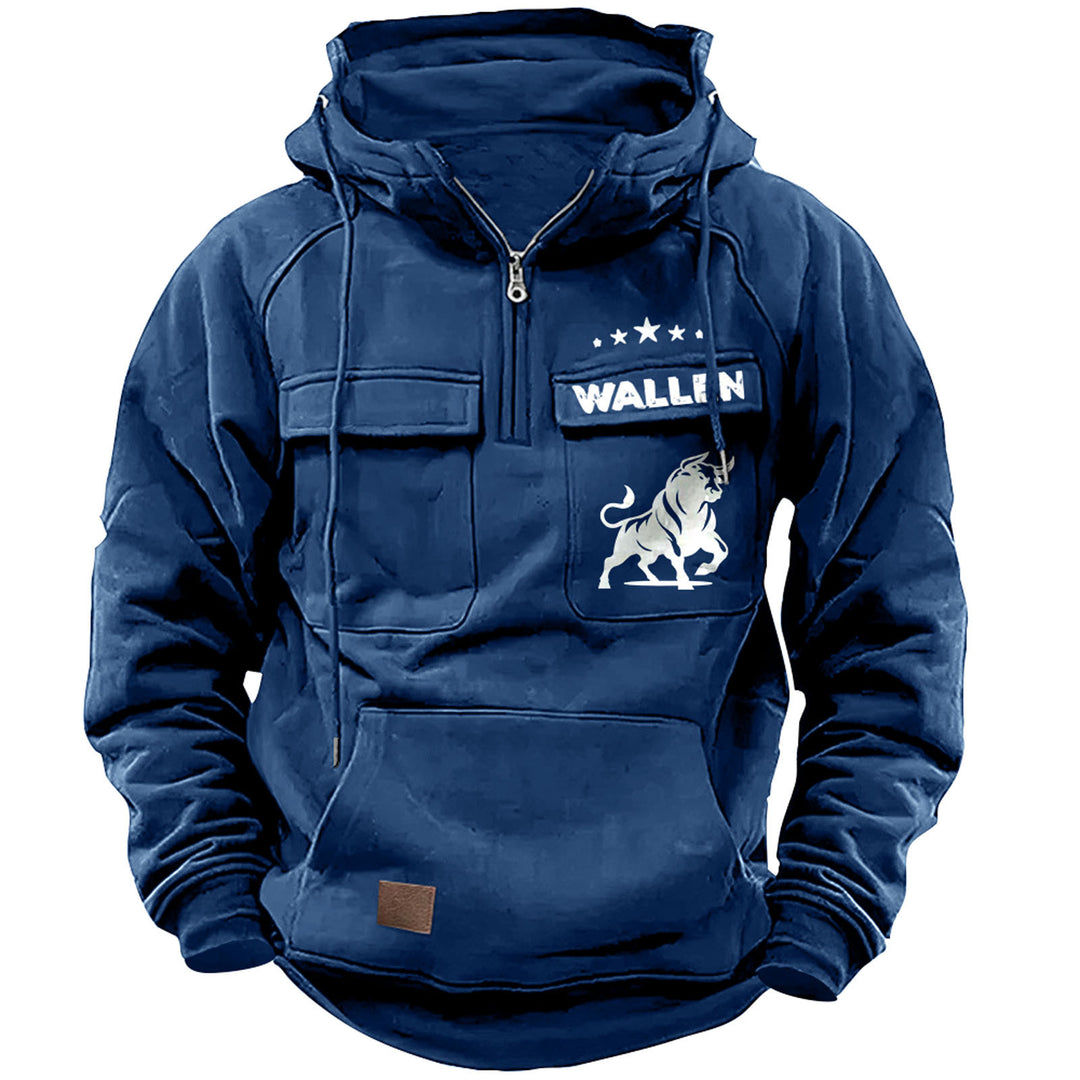 Herren nan Kapuzenpullover mit Halbzip, Cargo-Brusttaschen und Kängurutasche Shop Nory