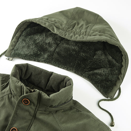 Herren gefütterter Kapuzenparka mit Thermo-Teddyfutter, winddichter Baumwollmix-Außenschale und Mehrfachtaschen Shop Nory