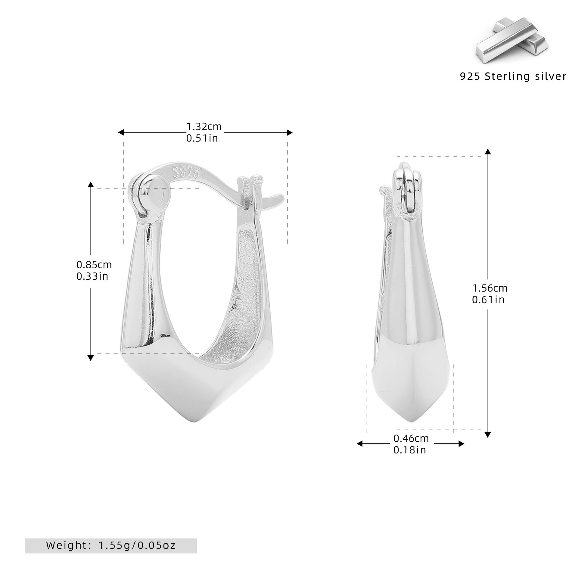 Damen Ohrringe mit modernem, geometrischem Design aus hochwertigem 925 Sterling Silber Shop Nory