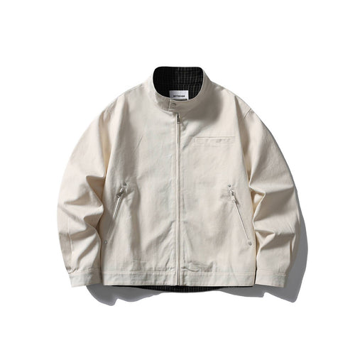 Herren Kurzjacke mit Stehkragen, verdecktem Reißverschluss und karierter Innenfütterung Shop Nory
