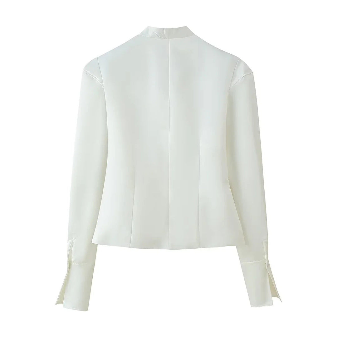 Damen elegante Blazerjacke mit modischem Stehkragen und dekorativen Knopfdetails Shopnory