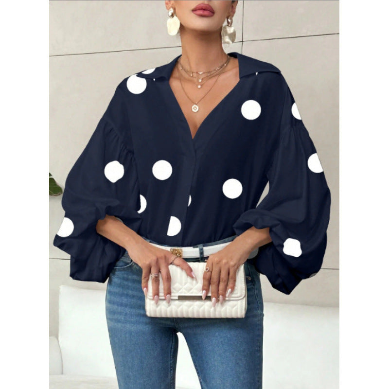 Damen Bluse mit voluminösen Ballonärmeln und elegantem Kragen