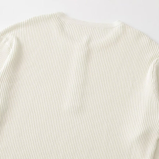 Damen Grobgestrickter Waffelstrick-Pullover mit Henley-Knopfleiste Shop Nory