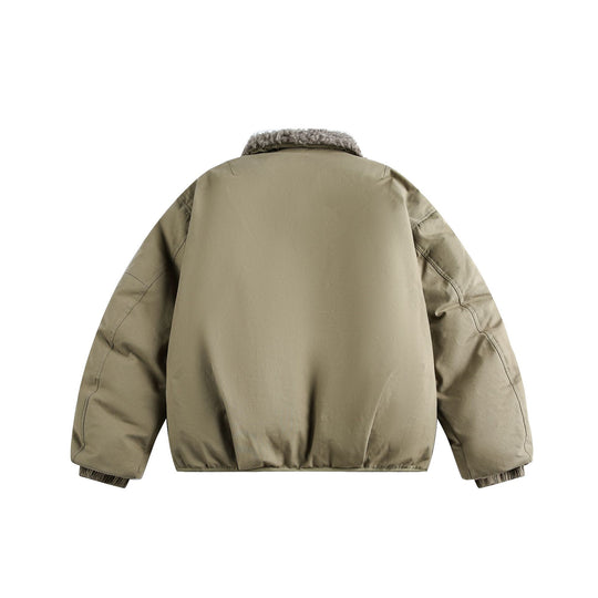 Herren Warm gefütterte Field‑Bomberjacke mit Lammfell‑Imitatkragen Shop Nory