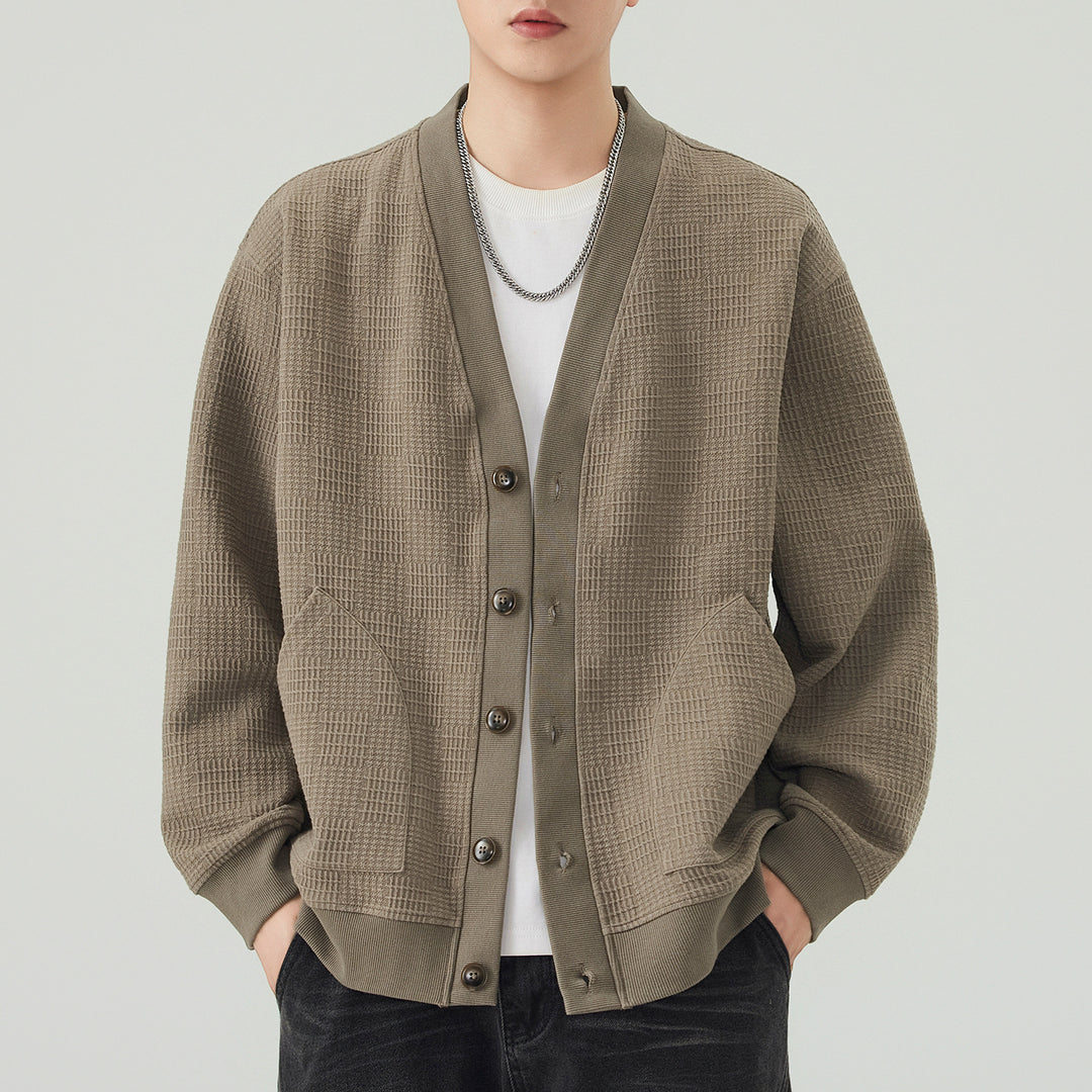 Herren Strukturstrick-Cardigan mit V-Ausschnitt und aufgesetzten Taschen Shop Nory