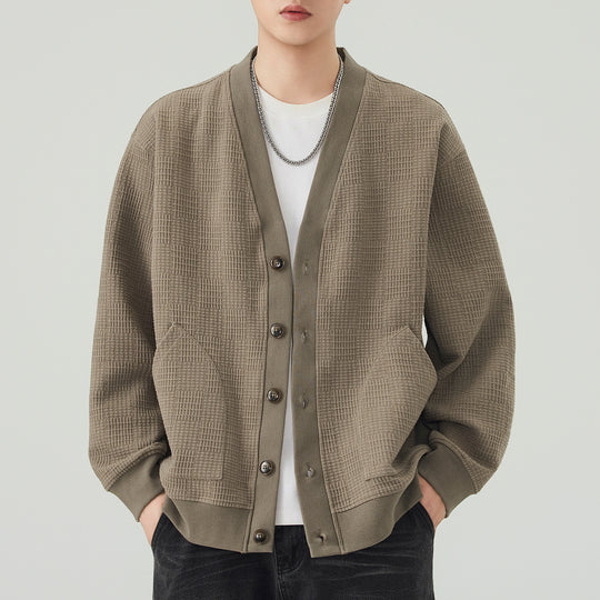 Herren Strukturstrick-Cardigan mit V-Ausschnitt und aufgesetzten Taschen Shop Nory