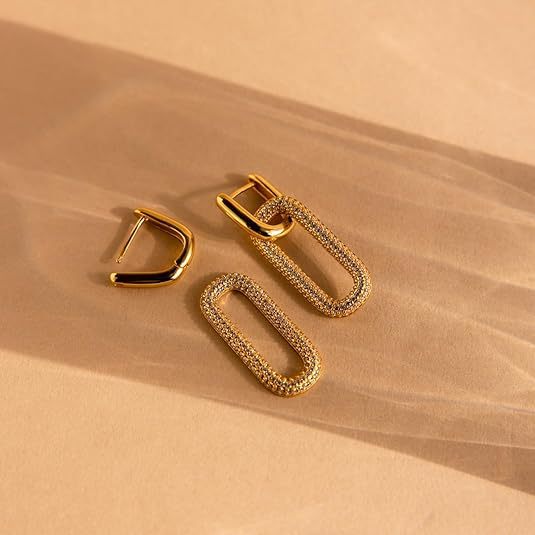 Damen Ohrhänger mit funkelndem Zirkonia und luxuriösem Glieder-Design Shop Nory