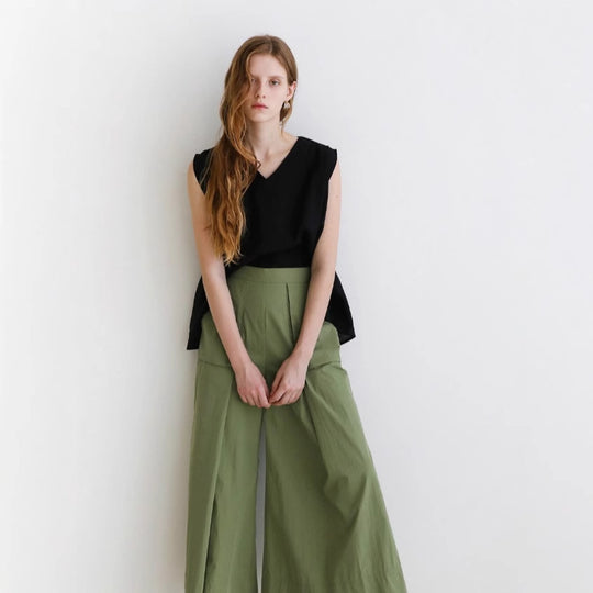 Damen Weite Palazzo-Hose mit hoher Taille, Cargo-Taschen und plisseeartiger Faltenlegung Shop Nory