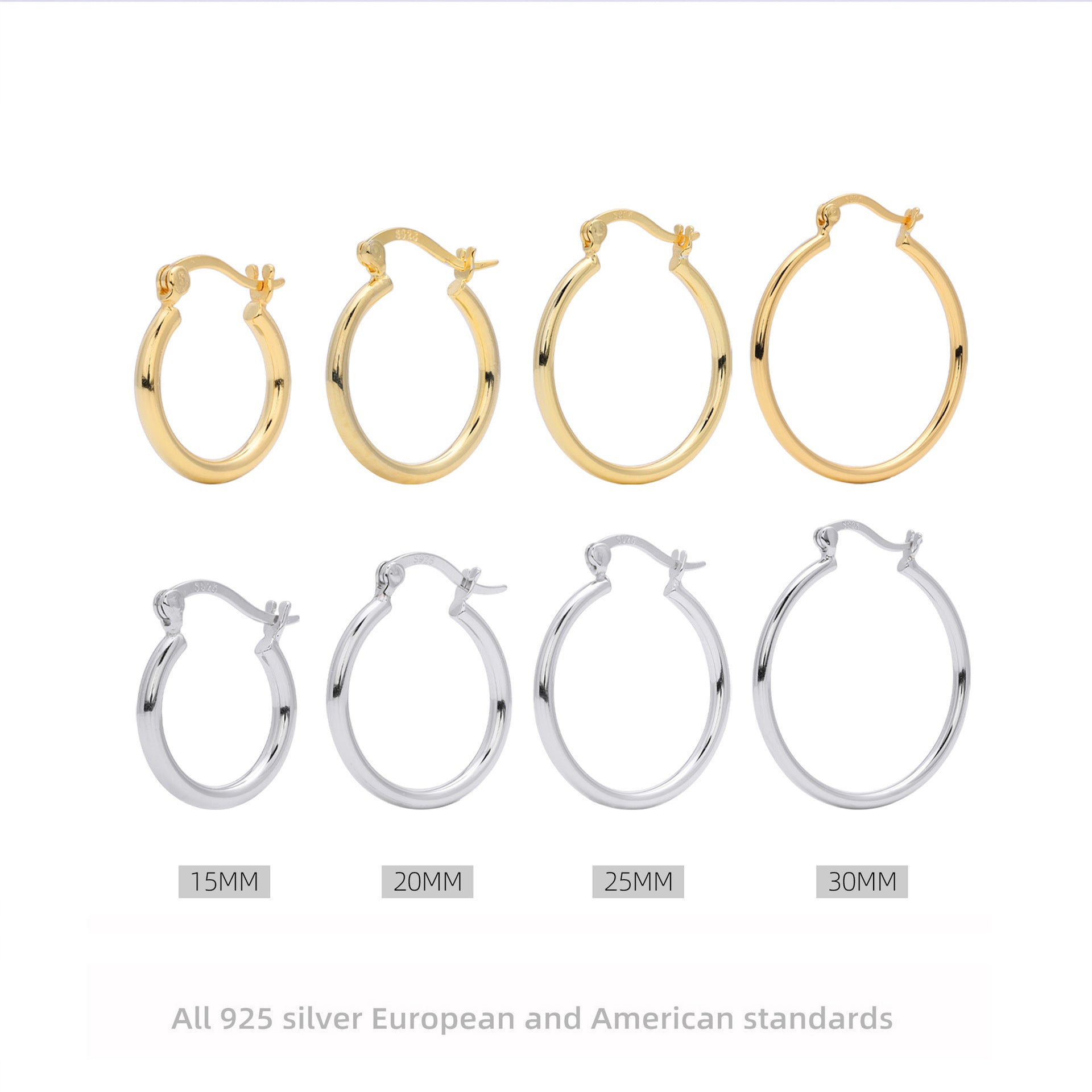 Damen Creolen aus 925 Sterling Silber mit elegantem, geschwungenem Design Shop Nory