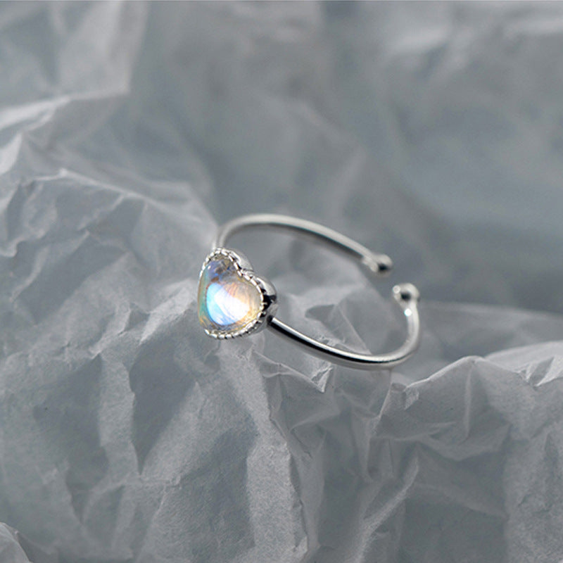 Damen Offener Herzring mit funkelndem Stein Shop Nory