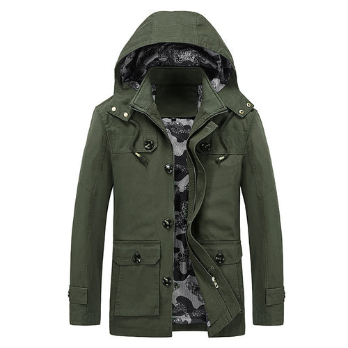 Herren Canvas-Fieldjacke mit Kapuze, multifunktionalen Taschen und Camouflage-Futter Shop Nory