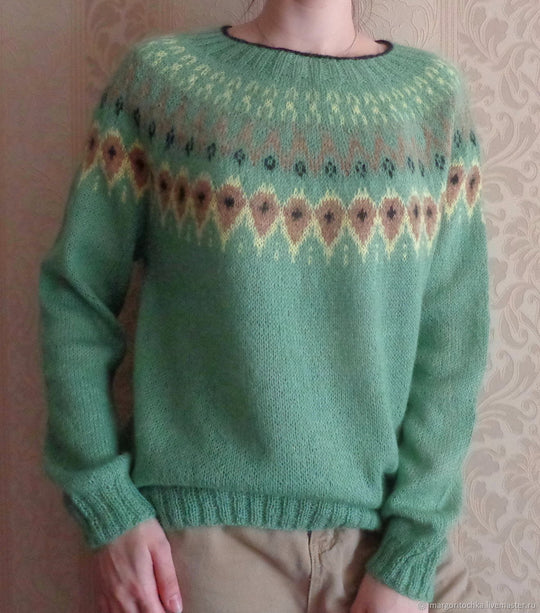 Damen nan Norwegerpullover aus Wollmix mit Rundhalsausschnitt und traditionellem Fair-Isle-Yoke Shop Nory