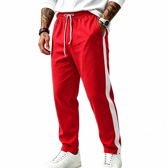 Herren Athletische Trackpants mit geradem Bein, seitlichem Kontrastband und elastischem Tunnelzug Shop Nory