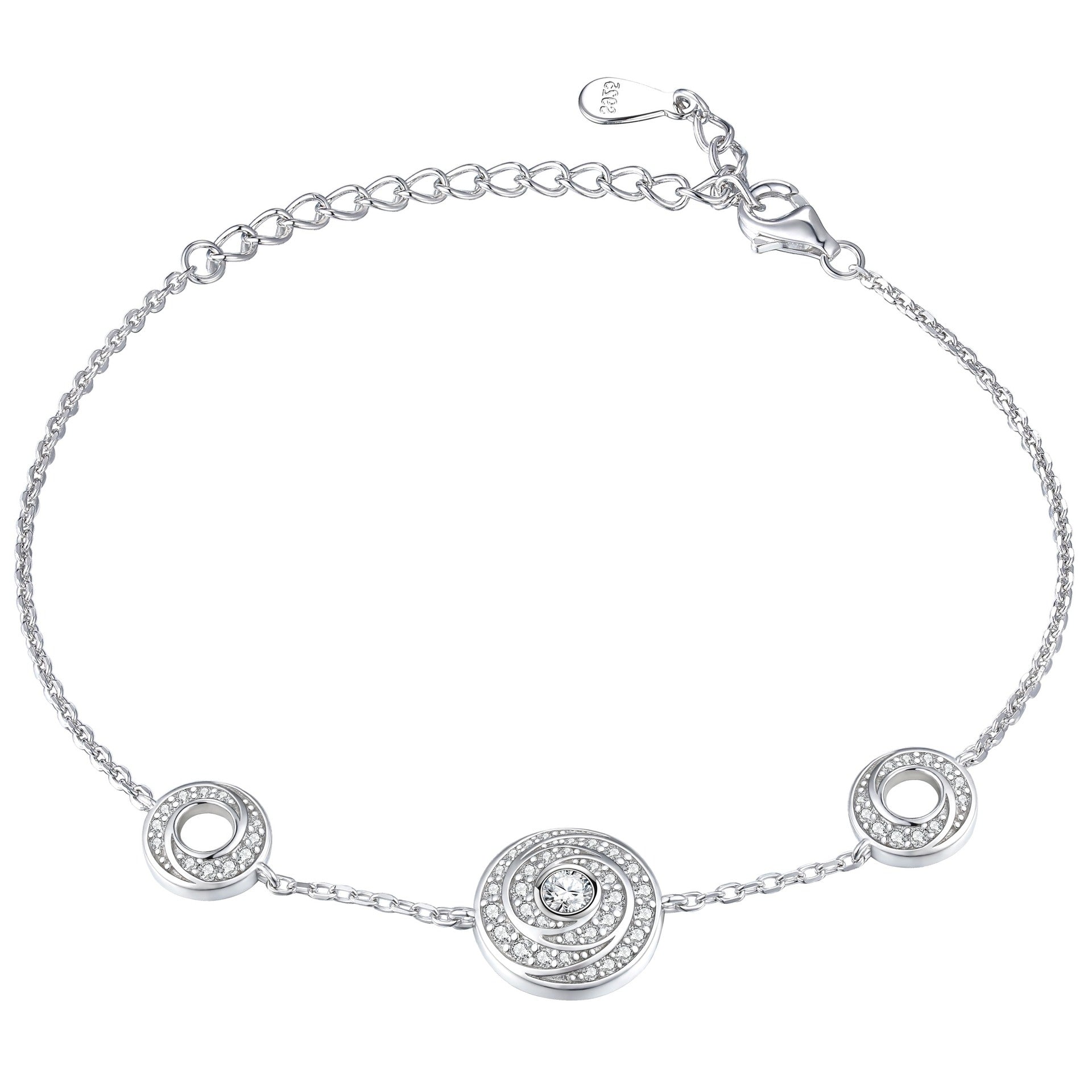 Damenarmband mit spiralförmigen Anhängern und funkelndem Zirkonia-Besatz Shop Nory