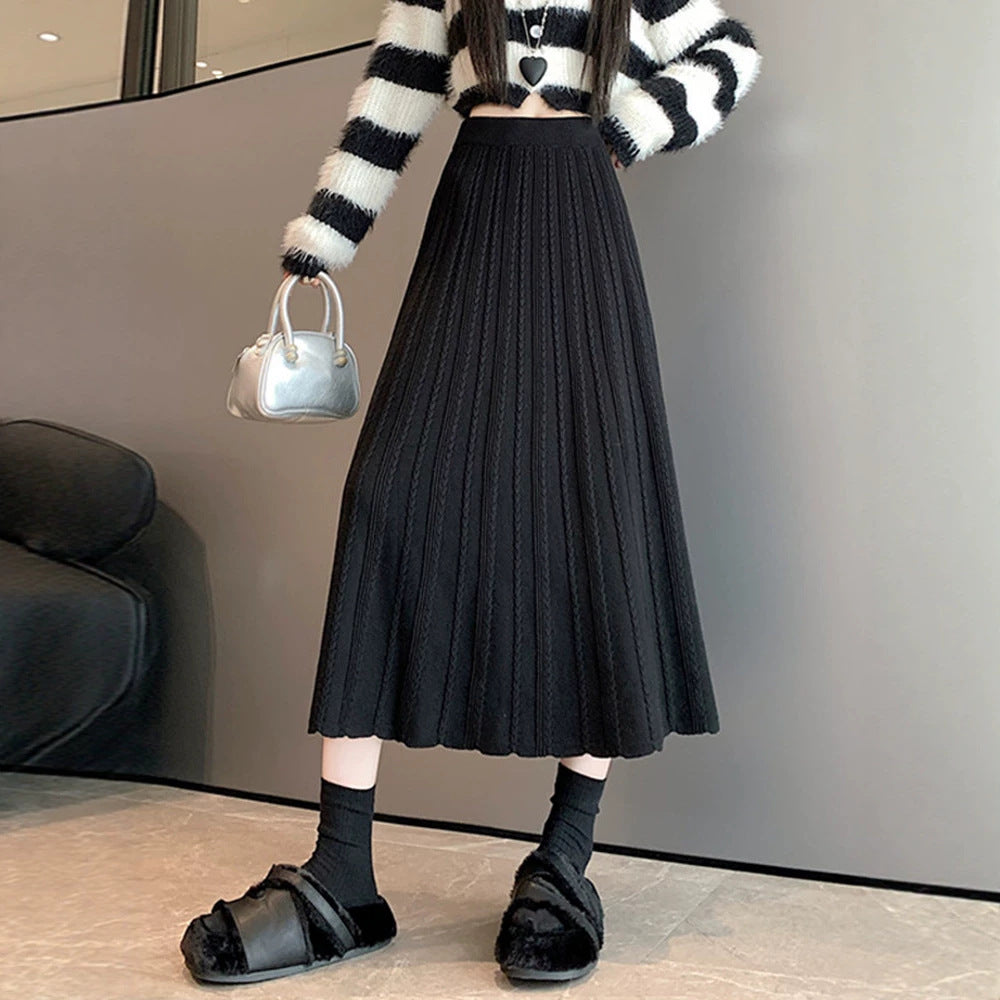 Damen Plissierter Maxirock mit feinem Wellenmuster Shop Nory