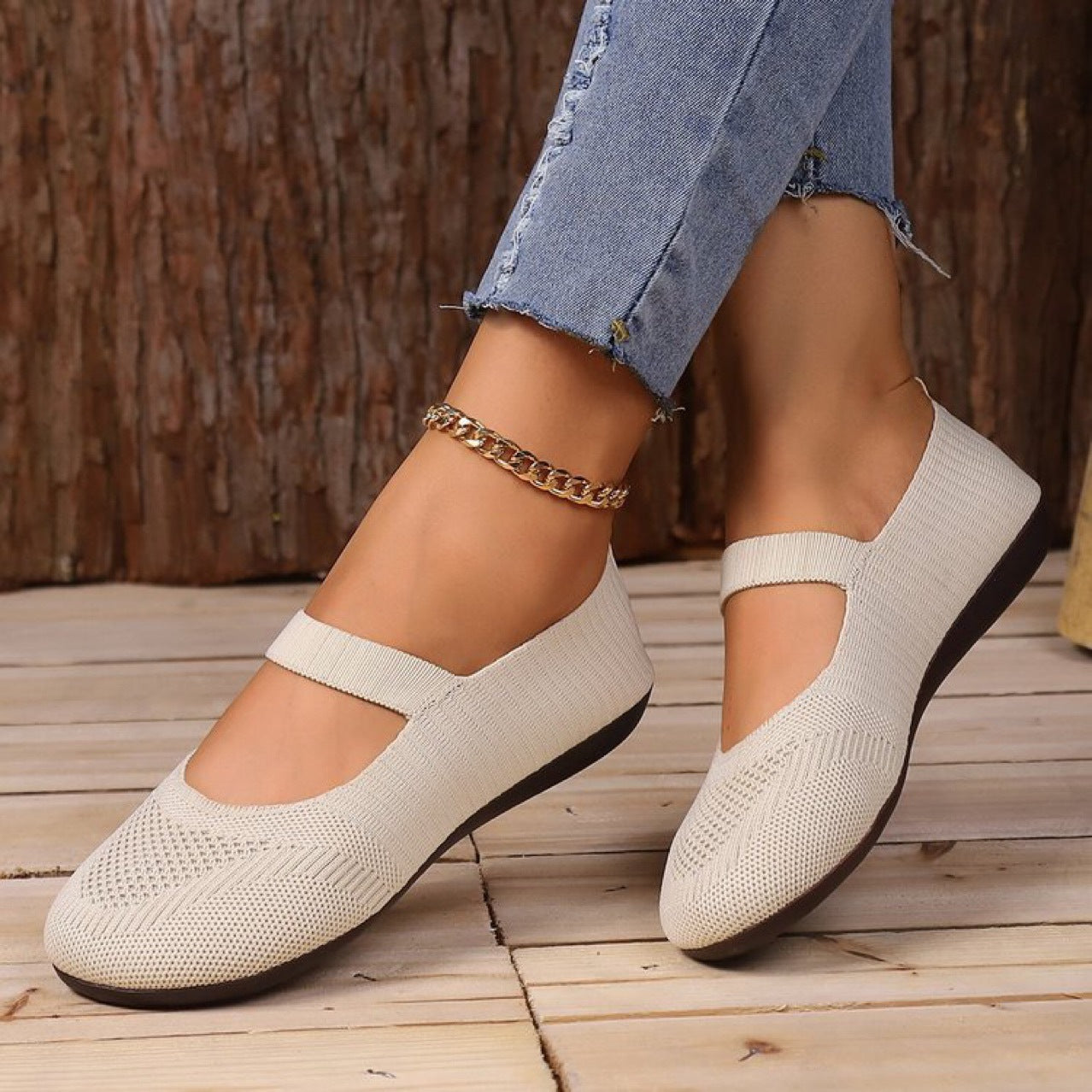 Damen elastische Ballerinas mit komfortablem Fußbett