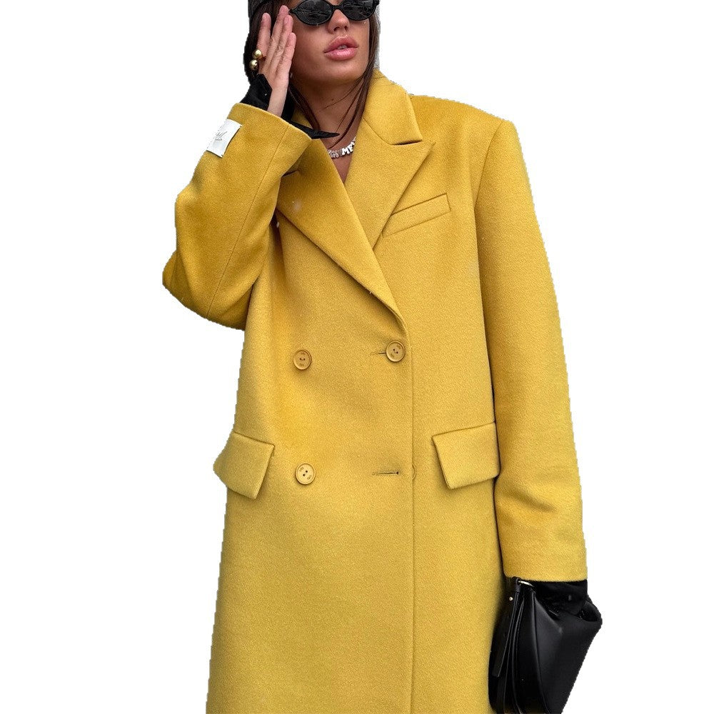 Damen Oversized Wollmantel mit Reverskragen und Pattentaschen Shop Nory