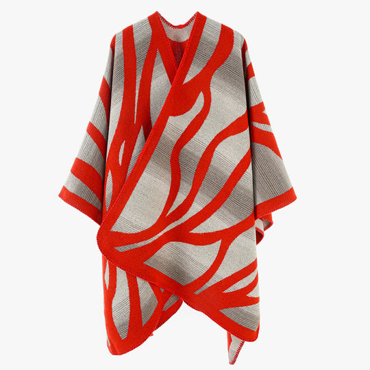 Damen Strukturstrick-Cape mit asymmetrischem Wickelfall und Jacquardmuster Shop Nory