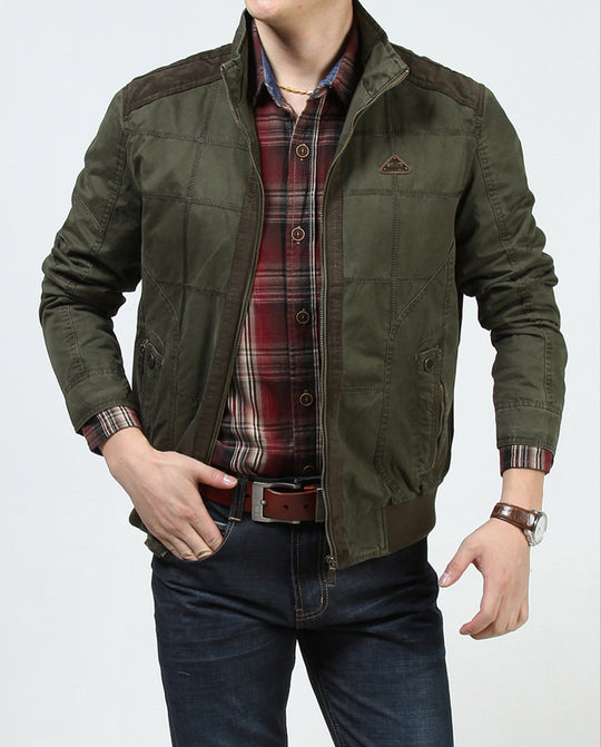 Herren Casual-Fieldjacke aus Canvas mit gesteppter Paneelstruktur und Stehkragen Shop Nory