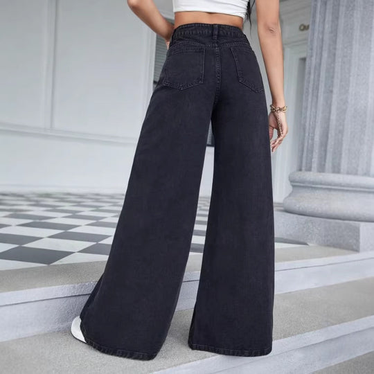 Damen Hochtaillierte Ultraweite Palazzo-Jeans aus Denim mit weitem Bein Shop Nory