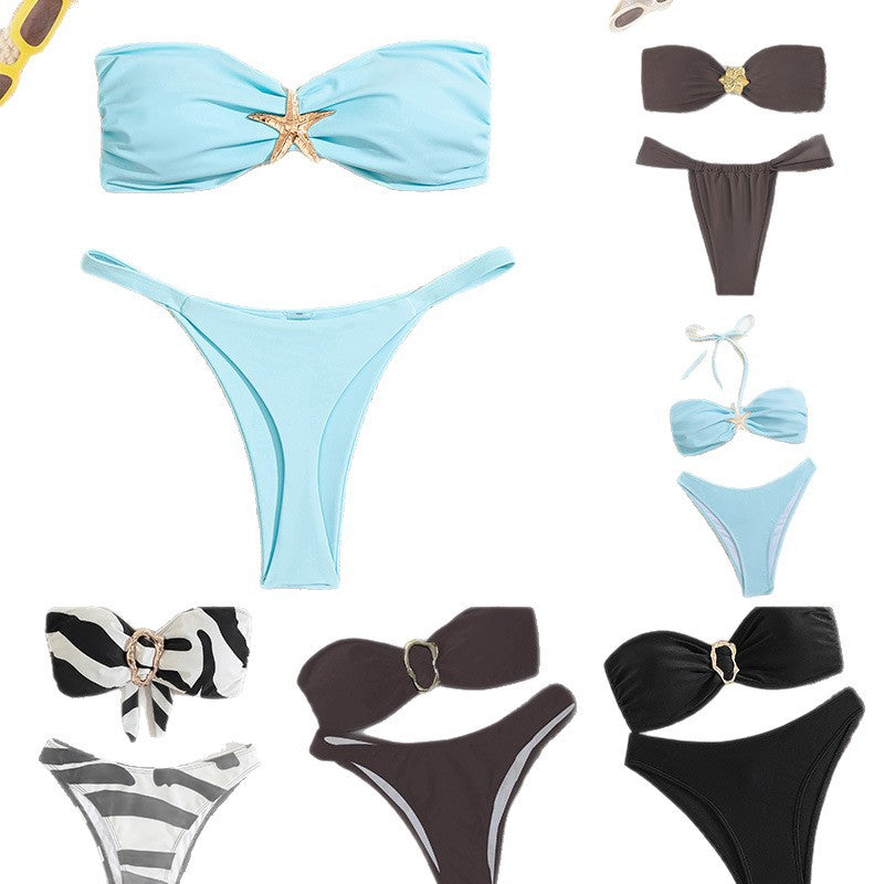 Damen Bandeau-Bikini mit elegantem Verschluss und modischem Design