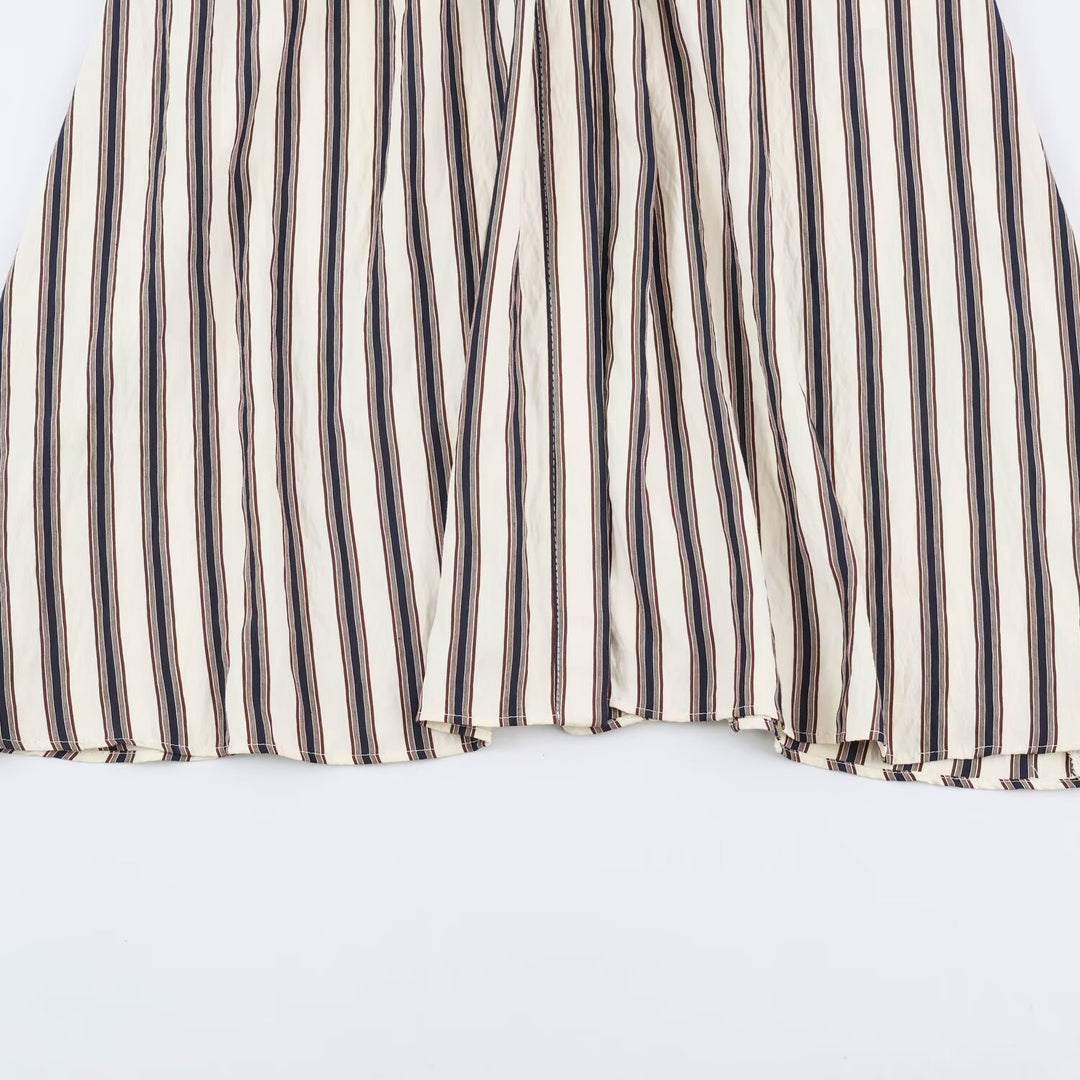 Damen Langes gestreiftes Hemdblusenkleid mit Taillengürtel und überschnittenen Ärmeln Shop Nory