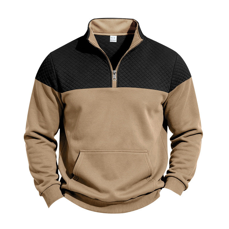 Herren Halbzip-Sweatshirt mit gesteppter Schulterpasse und Kängurutasche Shop Nory