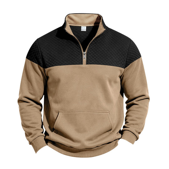 Herren Halbzip-Sweatshirt mit gesteppter Schulterpasse und Kängurutasche Shop Nory