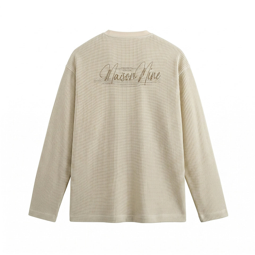 Herren Waffelstrick-Henley Langarmshirt mit Knopfleiste und entspannter Passform Shop Nory