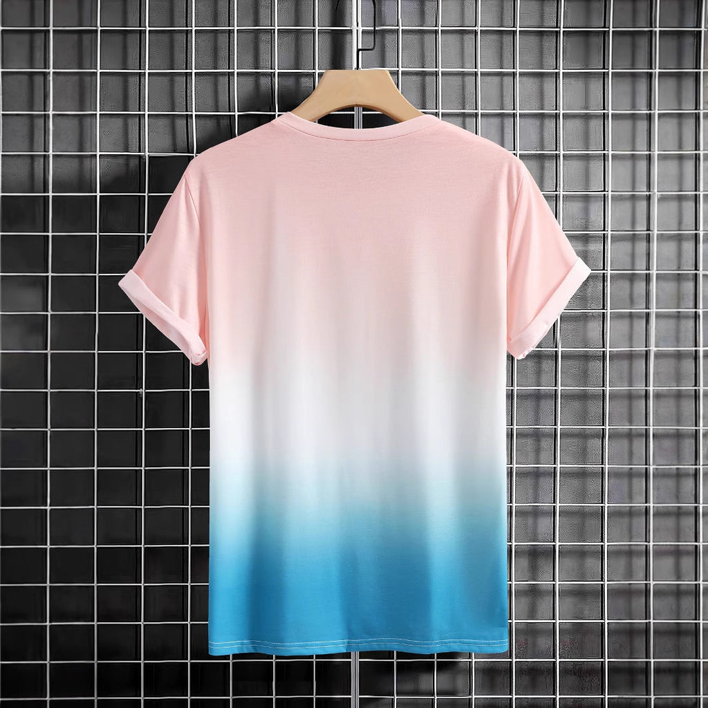 Herren T-Shirt mit modernem Farbverlauf und Palmenstickerei