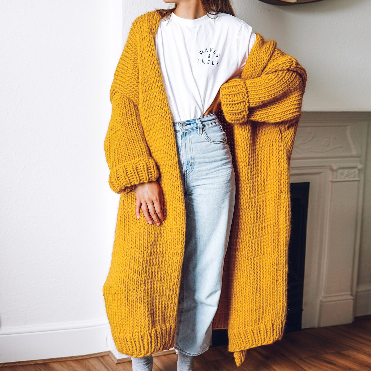 Damen Langärmeliger Grobstrick Cardigan Shopnory