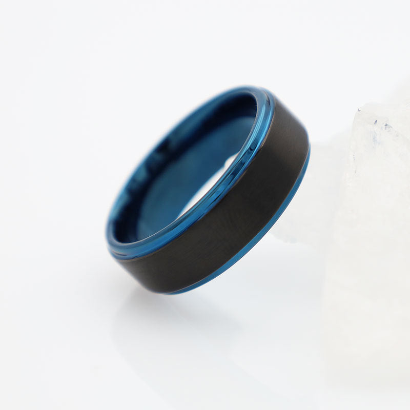 Herren Moderner Edelstahlring mit blauer Beschichtung Shop Nory