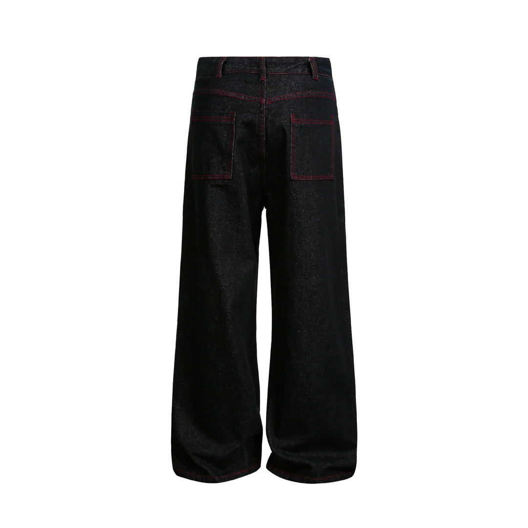 Damen weite Cropped-Denimhose mit hoher Taille und Kontrastnähten Shop Nory