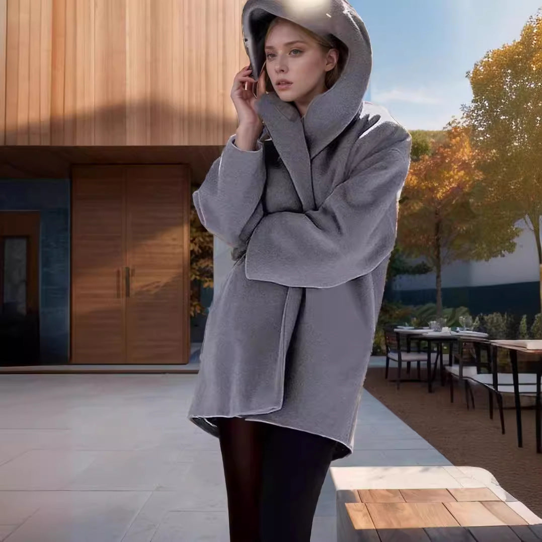Damen Kapuzen-Teddycoat im Oversize‑A‑Linienschnitt mit überschnittenen Schultern Shop Nory