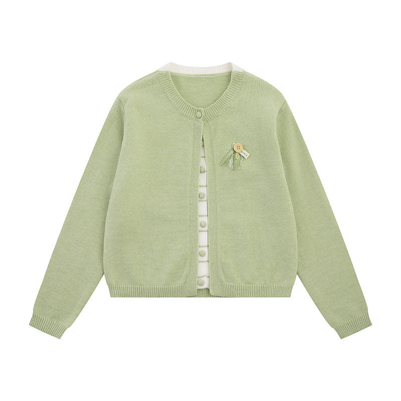 Damen Feinstrick-Cardigan mit Rundhals, verdeckter Knopfleiste und Zierbrosche Shop Nory