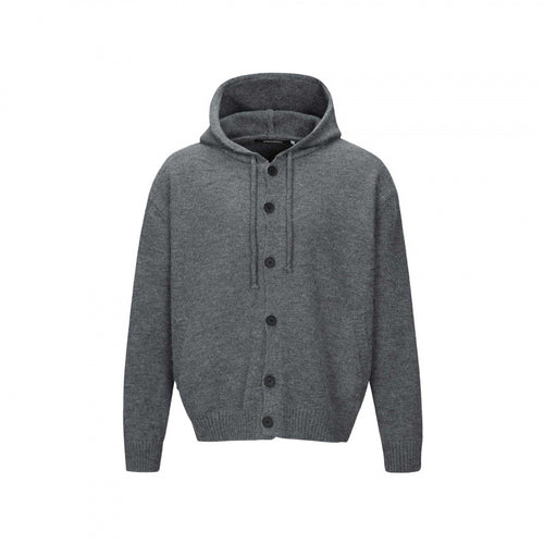 Unisex Grobgestrickter Kapuzencardigan mit durchgehender Knopfleiste und Rippbündchen Shop Nory