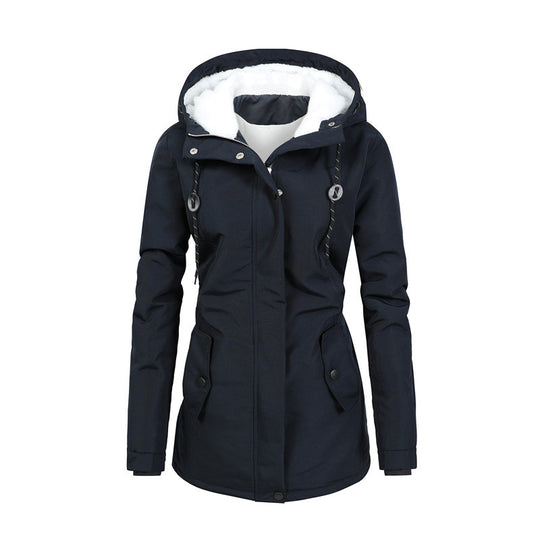 Damen Wasserabweisender Parka mit Teddyfutter, Kapuze und tailliertem Schnitt Shop Nory
