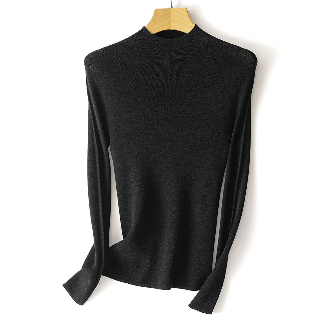 Damen Feinstrick-Longsleeve mit kurzem Stehkragen und schlanker Silhouette Shop Nory