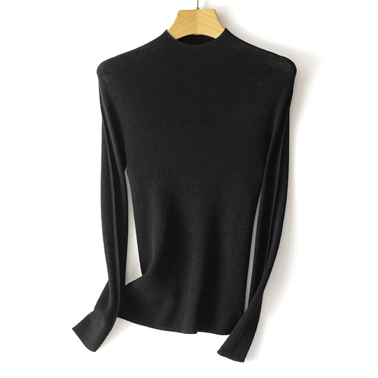 Damen Feinstrick-Longsleeve mit kurzem Stehkragen und schlanker Silhouette Shop Nory