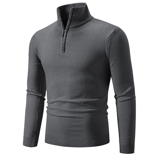 Herren Slim-Fit Halbzip-Mockneck Feinstrickpullover mit geripptem Kragen Shop Nory