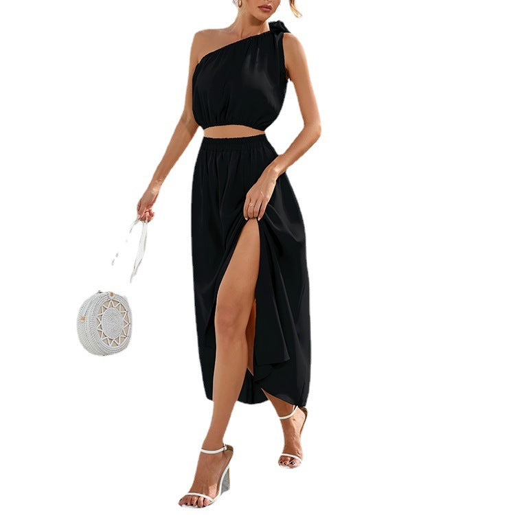 Damen Maxikleid mit asymmetrischem Schnitt und seitlichem Schlitz