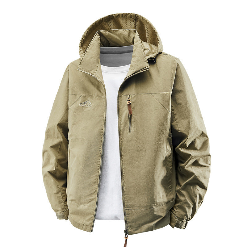 Herren Wasserabweisende ultraleichte Windjacke mit Kapuze, Reißverschluss und Brusttasche Shop Nory