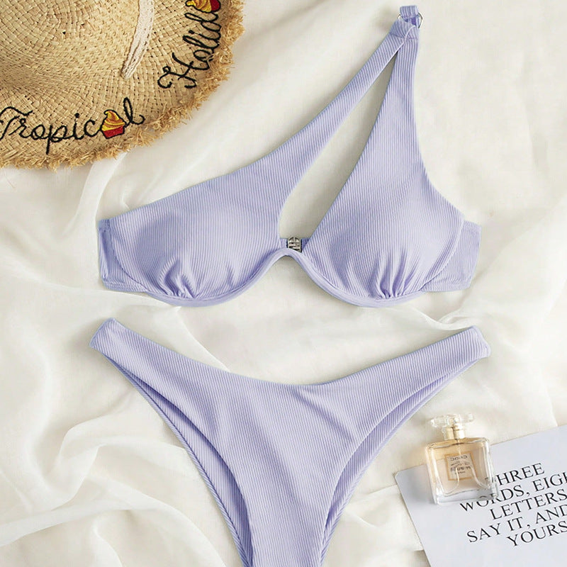 Damen Triangel-Bikini mit asymmetrischem Schnitt und gepolstertem Oberteil