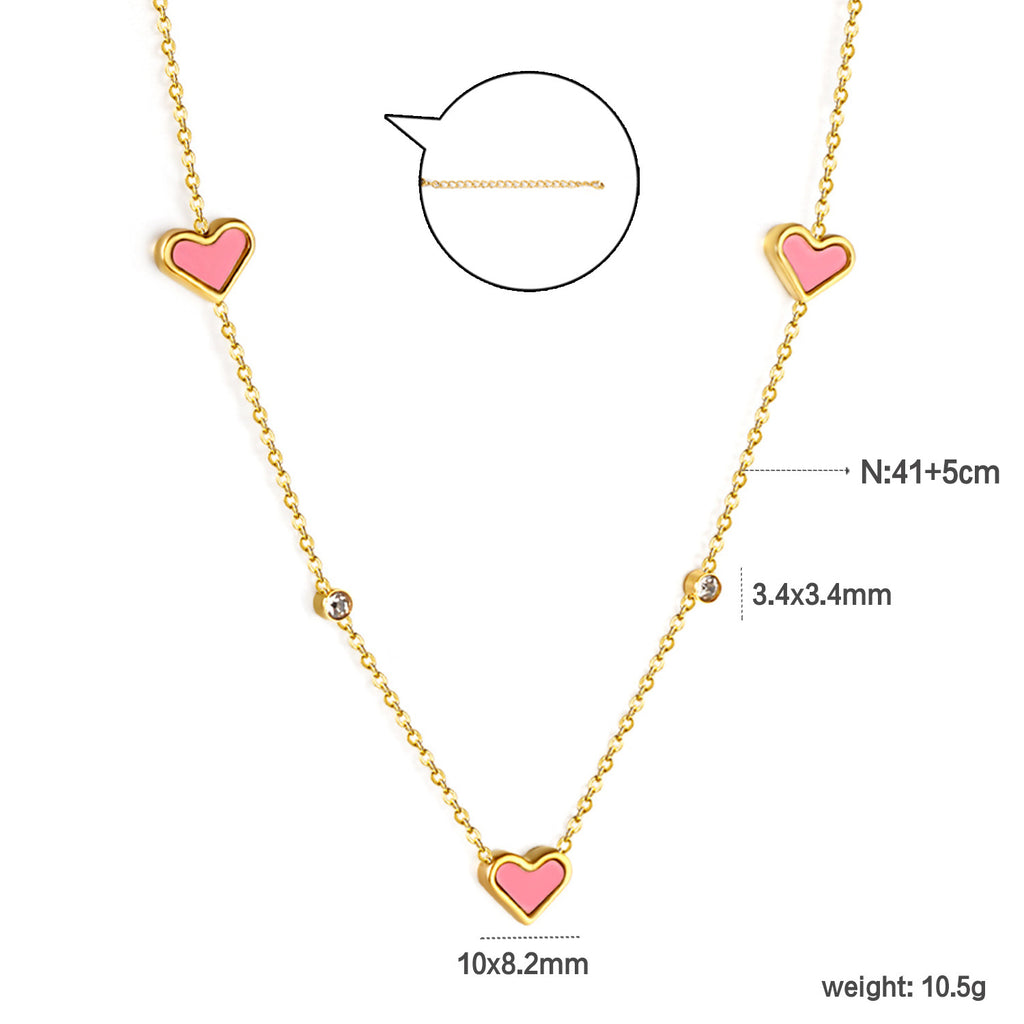 Damen Halskette mit herzförmigen Anhängern und funkelnden Strasssteinen Shop Nory