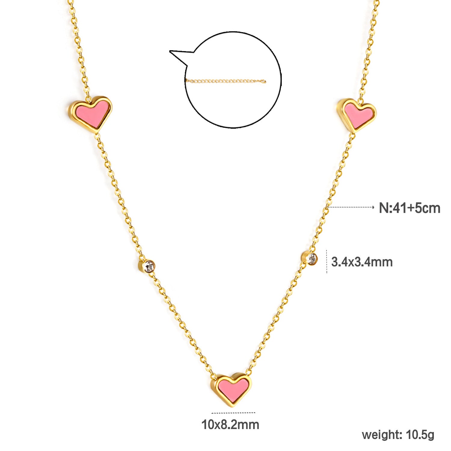 Damen Halskette mit herzförmigen Anhängern und funkelnden Strasssteinen Shop Nory