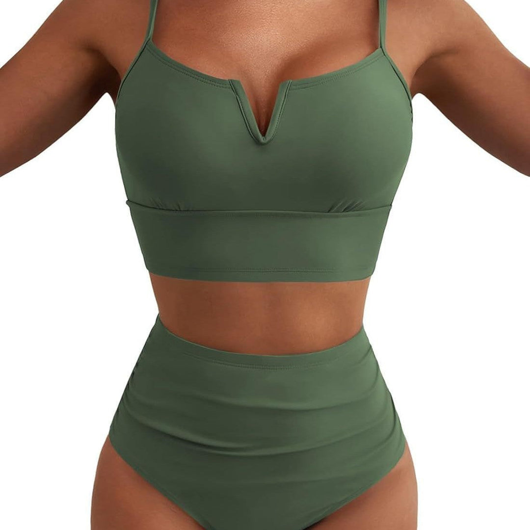 Damen Hochtailliertes Bikini-Set mit modernem V-Ausschnitt und angenehmer Passform