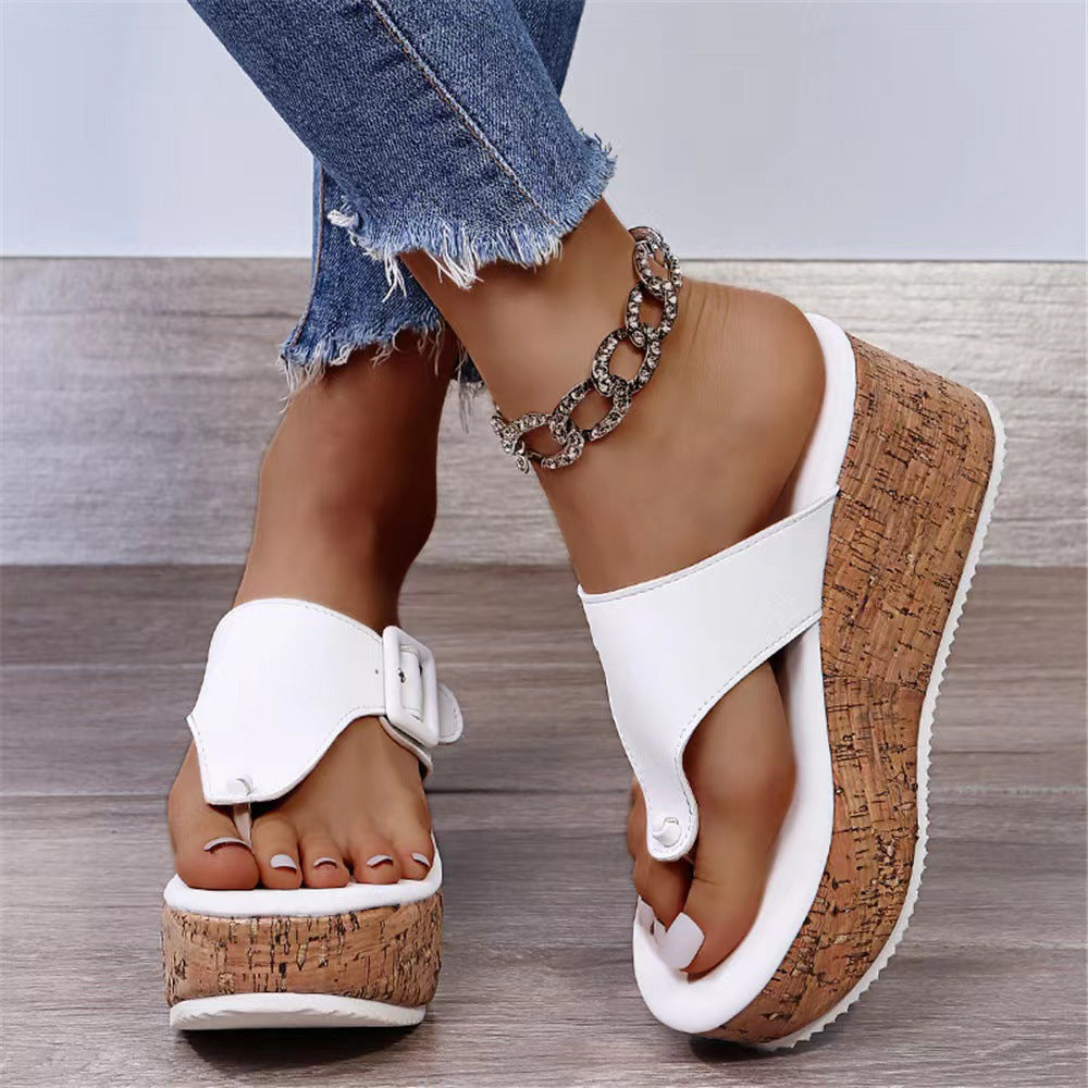 Damen Wedge-Sandaletten mit komfortablem Korkfußbett und verstellbarem Riemen Shopnory