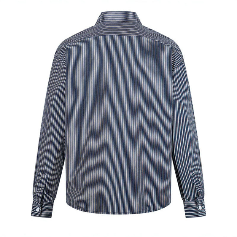 Herren Gestreiftes Oversize-Hemd aus Baumwollmix mit Kentkragen und Brusttasche Shop Nory